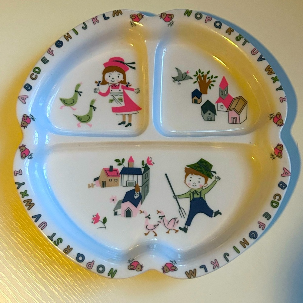Vintage Shin-San Melamine Ware Child's Divided Plate Dining Alphabet